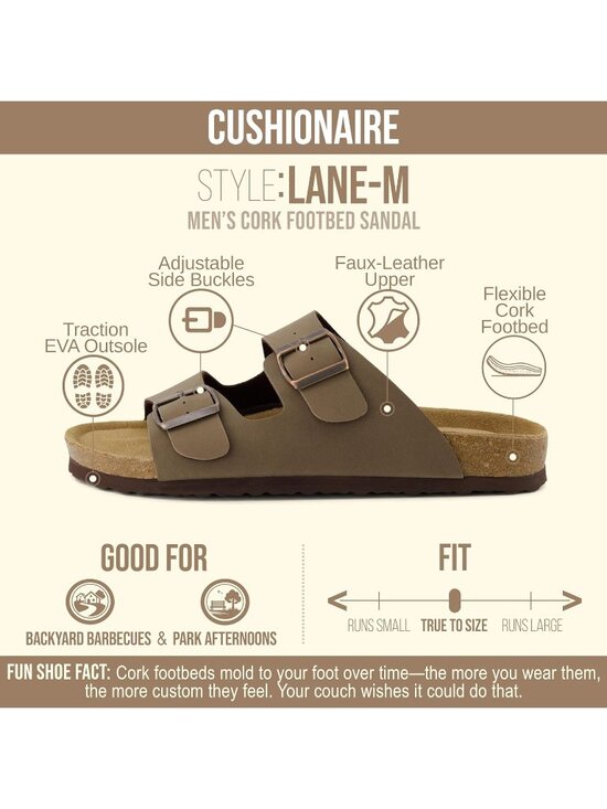 Men\'s Brown Lane Cork Footbed Sandals Adjustable Buckle Comfort Slides main image 5